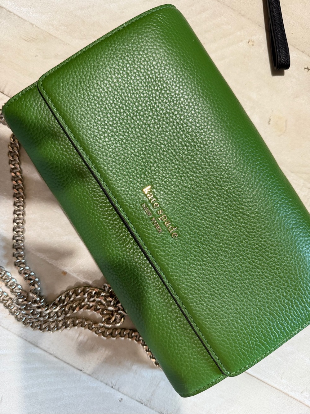 kate spade Green Pebbled Leather Chain Strap Crossbody